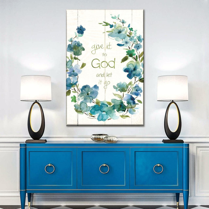 Give It To God Wreath Wall Art Canvas For Living Room Christian Wall Decor Inspirational Christian Artwork