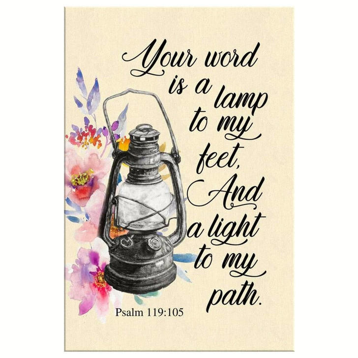Your Word Is A Lamp To My Feet Psalm 119:105 Wall Art Canvas Bible Verse Canvas Inspirational Scripture Wall Decor For