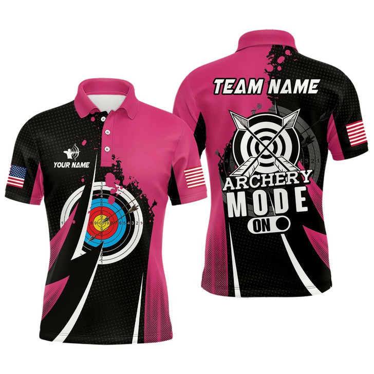 Goofygearprints Personalized Pink Jerseys Archery Mode On Polo Shirts For Men, Valentine Archery Sport Shirts Style 3