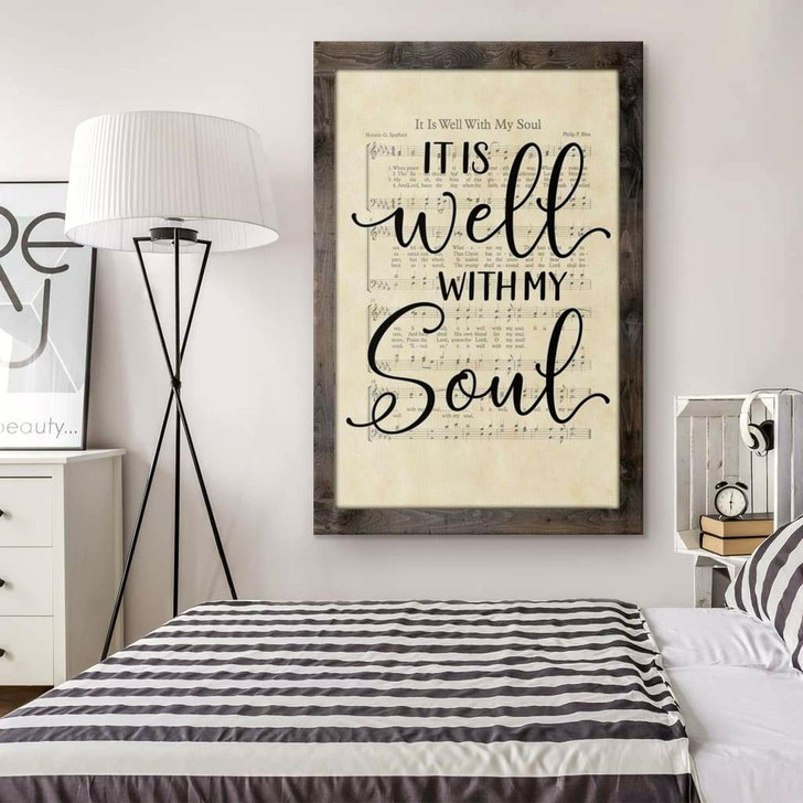 It Is Well With My Soul Hymn Sheet Music Wall Art Canvas Bible Verse Canvas Christian Scripture Wall Decor For Peace
