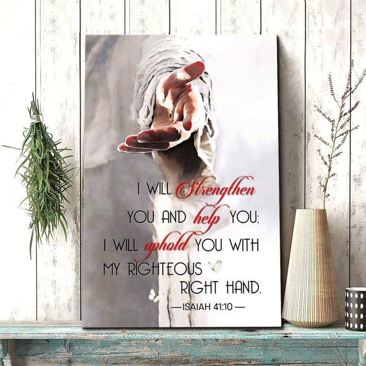 Isaiah 41:10 I Will Strengthen You And Help You Wall Art Canvas Bible Verse Canvas Inspirational Scripture Wall Decor