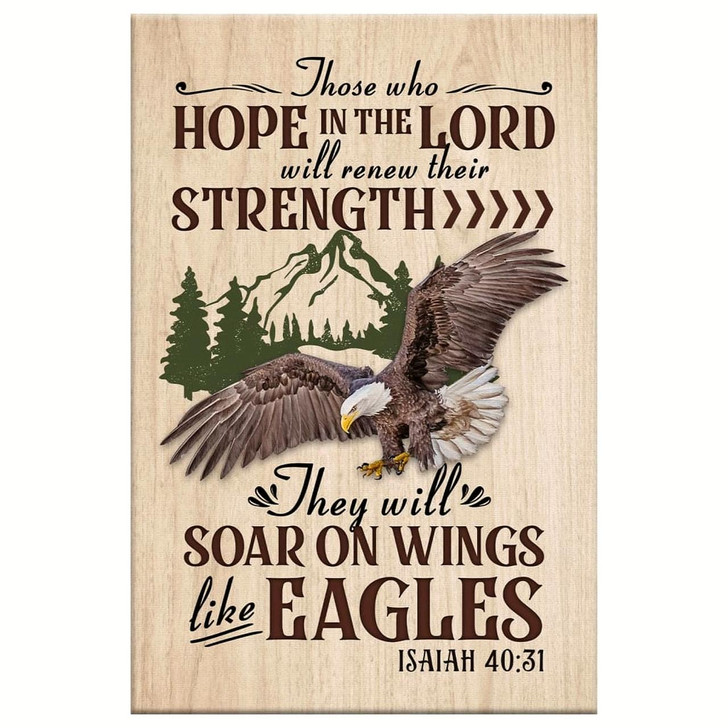 Isaiah 40:31 Eagle Mountain Those Who Hope In The Lord Wall Art Canvas Bible Verse Canvas Inspirational Scripture Wall