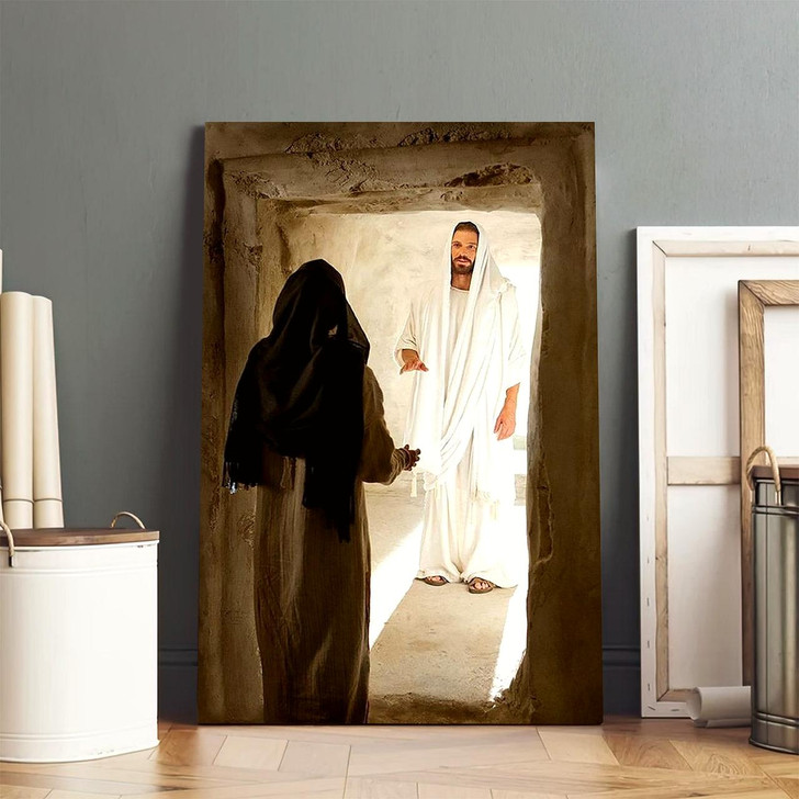 Mary Speaks With Resurrected Christ Canvas Print Jesus Christ Art Christian Wall Decor Piece