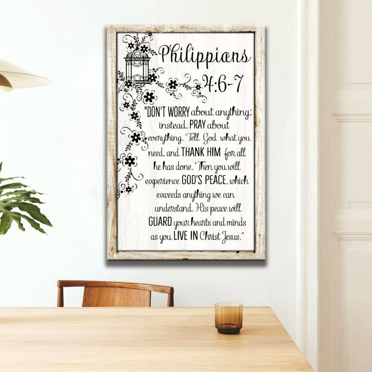 Philippians 4:6-7 Don’T Worry About Anything Nlt Wall Art Canvas Bible Verse Canvas Christian Inspirational Scripture