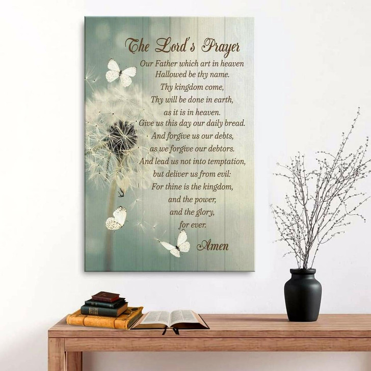 Dandelion The Lord’s Prayer Wall Art Canvas Bible Verse Canvas Christian Prayer Scripture Wall Decor