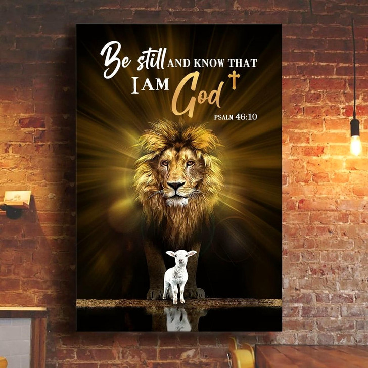 Christian The Lion The Lamb Be Still And Know Wall Art Canvas Bible Verse Canvas Inspirational Christian Scripture Decor