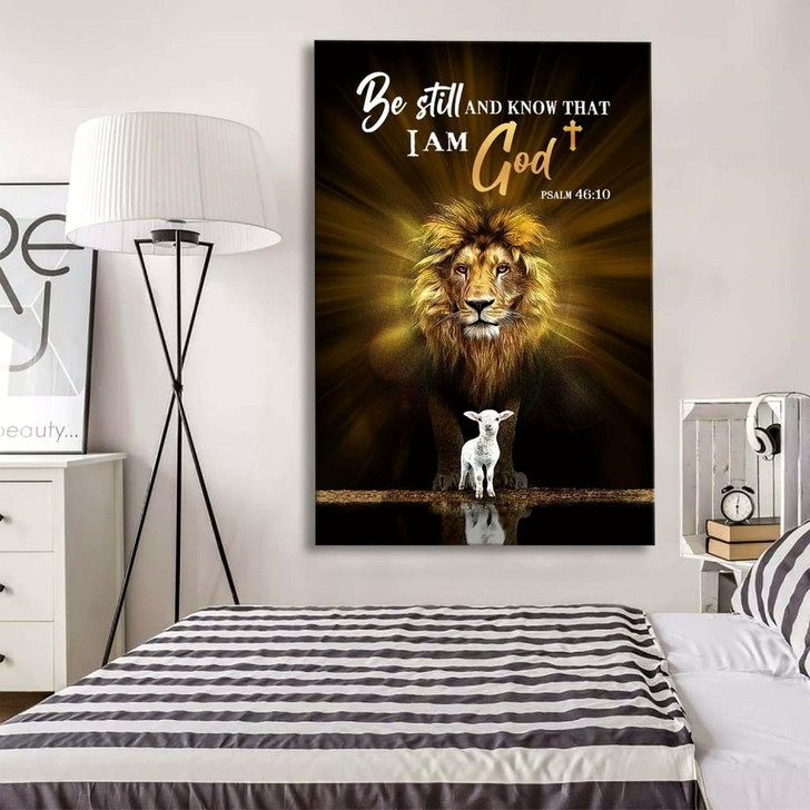 Christian The Lion The Lamb Be Still And Know Wall Art Canvas Bible Verse Canvas Inspirational Christian Scripture Decor
