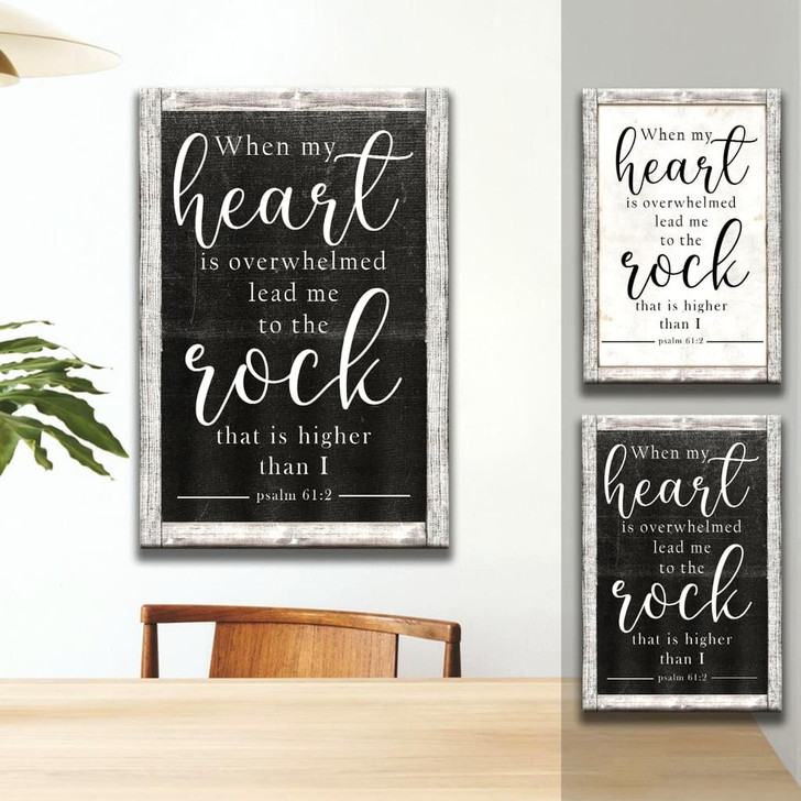 Psalm 61:2 When My Heart Is Overwhelmed Wall Art Canvas Bible Verse Canvas Christian Hope Scripture Wall Decor