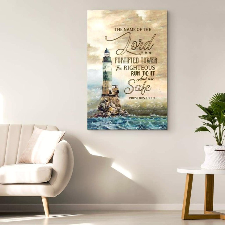 Proverbs 18:10 The Name Of The Lord Is A Fortified Tower Wall Art Canvas Bible Verse Canvas Christian Strength