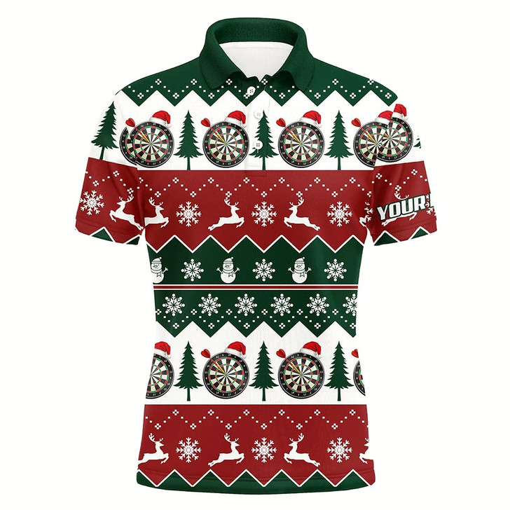Goofygearprints Christmas Tree Snowflakes Men Darts Polo Shirt Custom Christmas Darts Shirt For Men