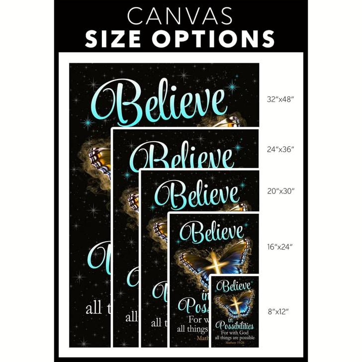 With God All Things Are Possible Bible Verse Canvas Wall Art Cross And Butterfly Design Christian Canvas Prints For