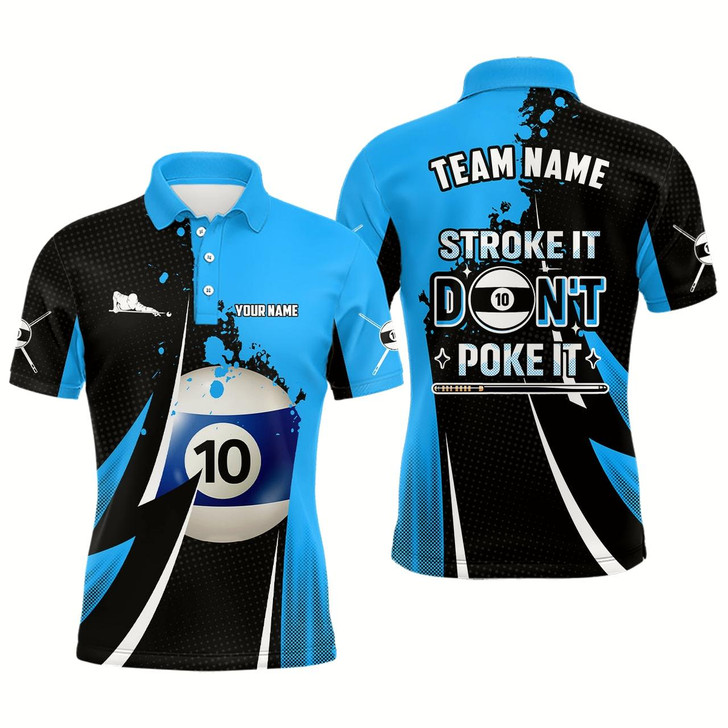 Goofygearprints Billiard Funny Stroke It Don'T Poke It Men Polo Shirts Custom Name 10 Ball Pool Billiard Jerseys