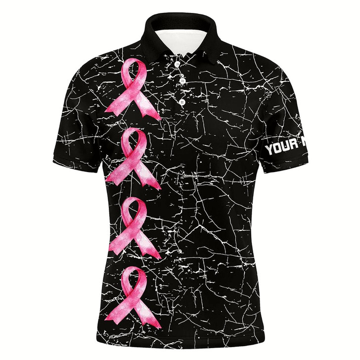 Goofygearprints Breast Cancer Awareness Mens Golf Shirts Custom Black Camo Pink Ribbon Mens Golf Polos Shirts Style 1