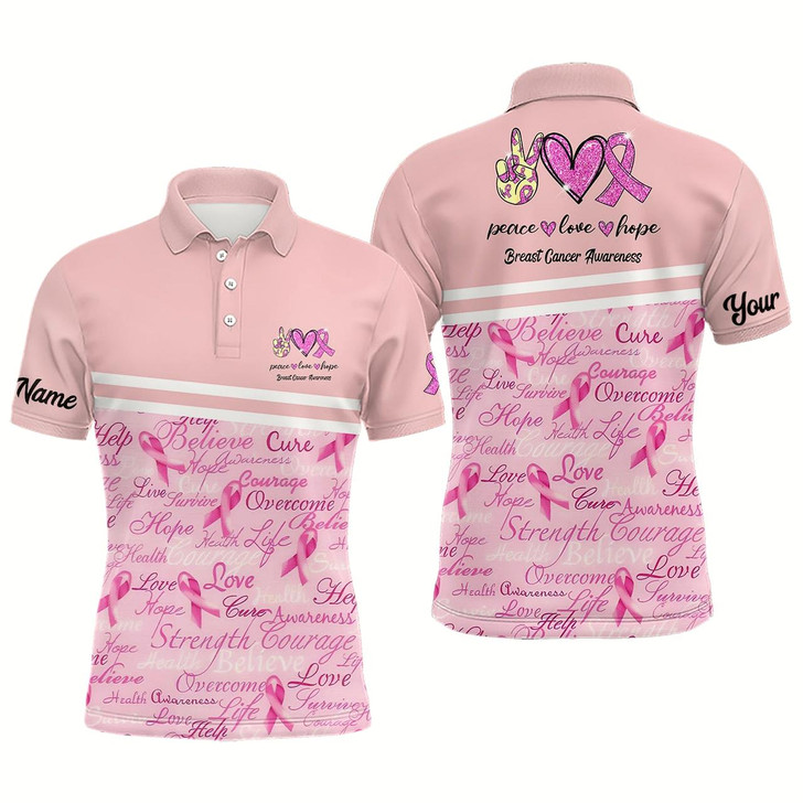 Goofygearprints Breast Cancer Awareness Pink Mens Golf Polo Shirt Custom Golf Shirts For Men Best Golf Gifts Style 1