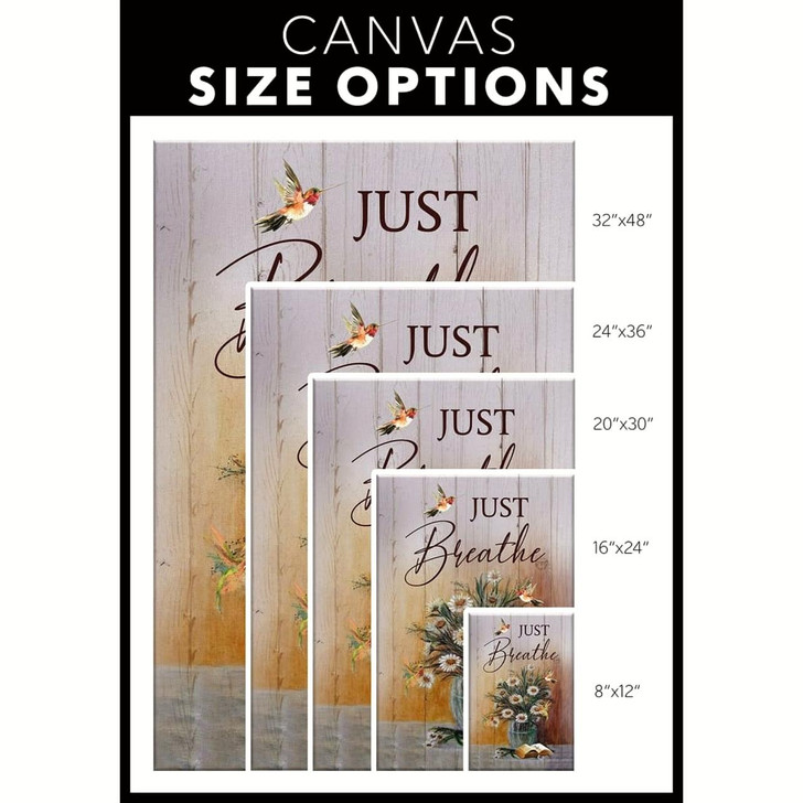 Just Breathe Hummingbird Daisy Canvas Wall Art Christian Bible Verse Prints Relaxing And Inspirational Wall Decor For