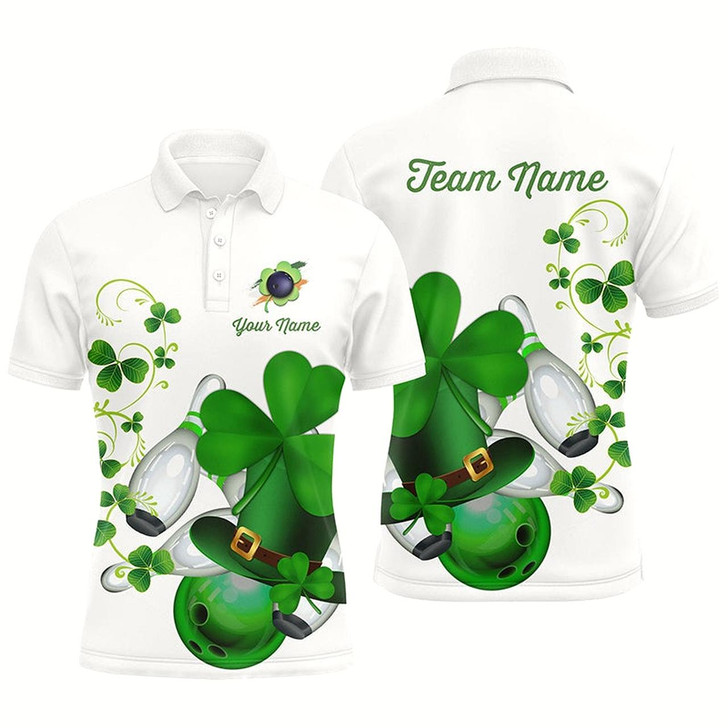 Goofygearprints Green Shamrock Mens Polo Bowling Shirts Custom St Patrick Day Team League Bowling Jerseys