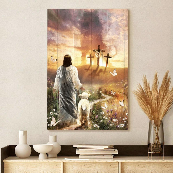 Have Faith On His Way Jesus Cross Lion Canvas Wall Art Christian Inspirational Wall Decor Faithful Jesus God Canvas