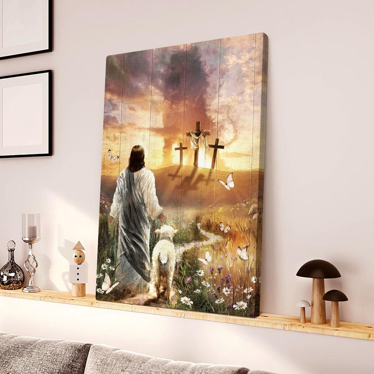 Have Faith On His Way Jesus Cross Lion Canvas Wall Art Christian Inspirational Wall Decor Faithful Jesus God Canvas