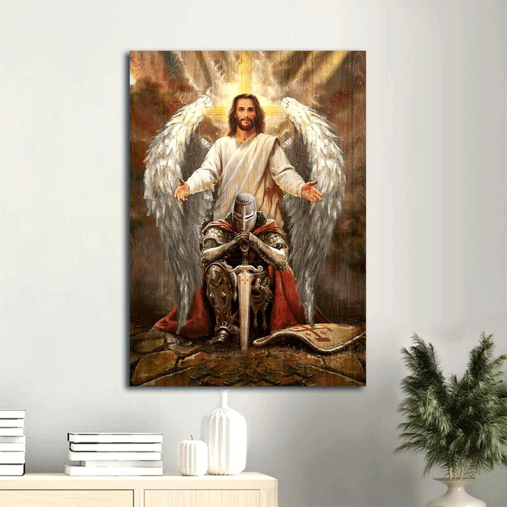 Wings Jesus Painting Warrior Of God Religious Art Sword Of Truth Canvas Wall Art Christian Gift Bold And Inspirational