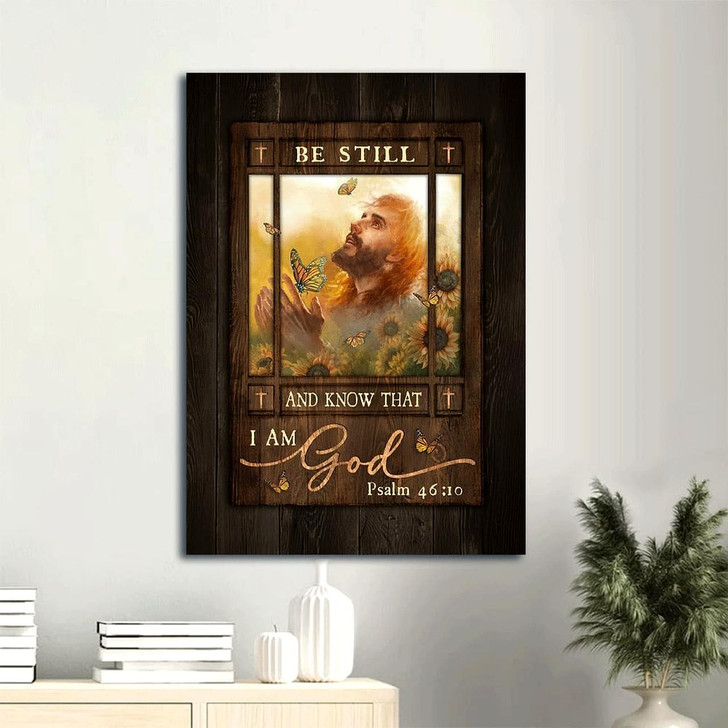 Sunflower Field Be Still And Know That I Am God Canvas Wall Art Christian Gift Inspirational And Peaceful Religious