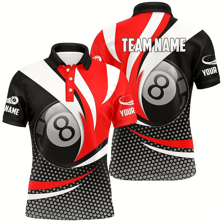 Goofygearprints Personalized 8 Ball Billiard Red Version 3D Polo Shirts For Men Best Custom Gifts For Pooler