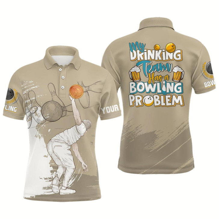 Goofygearprints Vintage Mens Polo Bowling Shirts Custom My Drinking Team Has A Bowling Problem Team League Jerseys Style 1