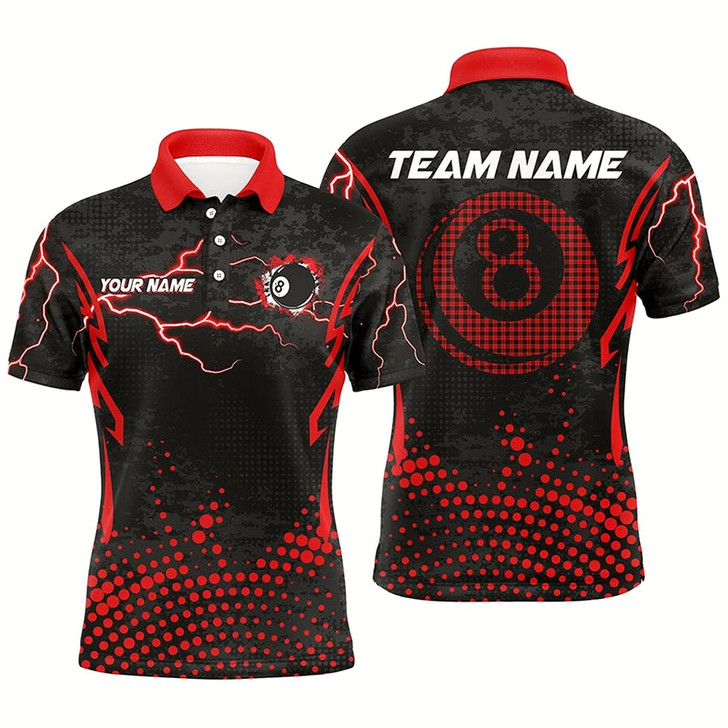 Goofygearprints Personalized Red 8 Ball Point 3D Billiard Men Polo Shirts Best Custom Billiards Apparel Clothing