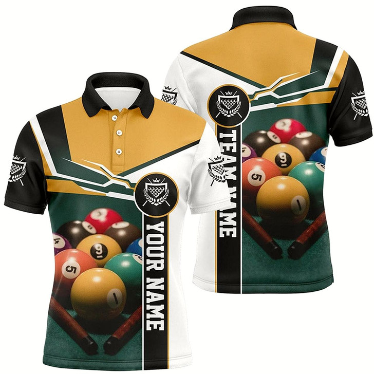 Goofygearprints Personalized Name Billiards Ball Games 3D All Over Print Billiard Polo Shirts For Men