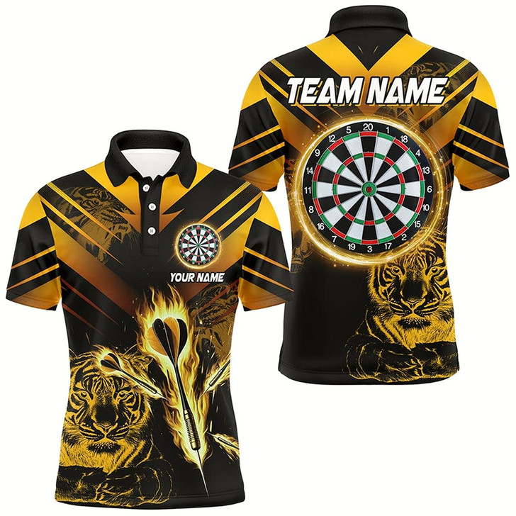 Goofygearprints Personalized Yellow Arrow Fire Custom Tiger Darts Shirts For Men, Darts League Shirts Dart Jerseys Style 2