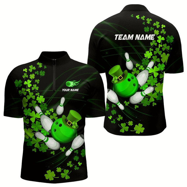 Goofygearprints Green Shamrock Lucky Bowling Shirts For Men Custom St Patrick Day Bowling Team Uniform Bowlers Outfits