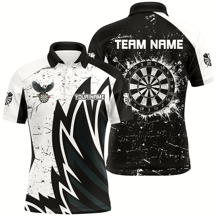 Goofygearprints Custom Grunge Black White Dartboard Men Darts Shirts Custom Unique Darts Team Jerseys