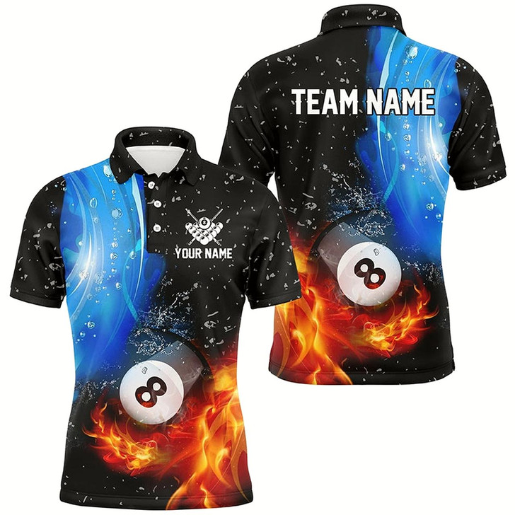 Goofygearprints Personalized Fire And Water 8 Ball Pool Men Billiard Shirts Custom 3D Billiard Jerseys For Men