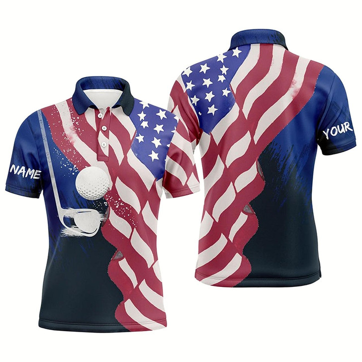 Goofygearprints Watercolor 3D American Flag Golf Polos 4Th Of July Golfer Gifts, Patriotic Golf Tops For Men