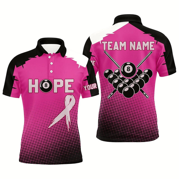 Goofygearprints Breast Cancer Awareness Pink Ribbon Custom Men Billiard Shirts, 8 Ball Pool Pink Jerseys For Pooler Style 1