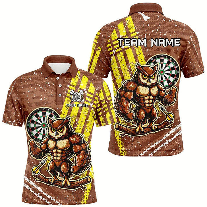 Goofygearprints Personalized Funny Owl Darts Shirts For Men Custom Brown Darts Jerseys, Unique Darts Apparel Style 2
