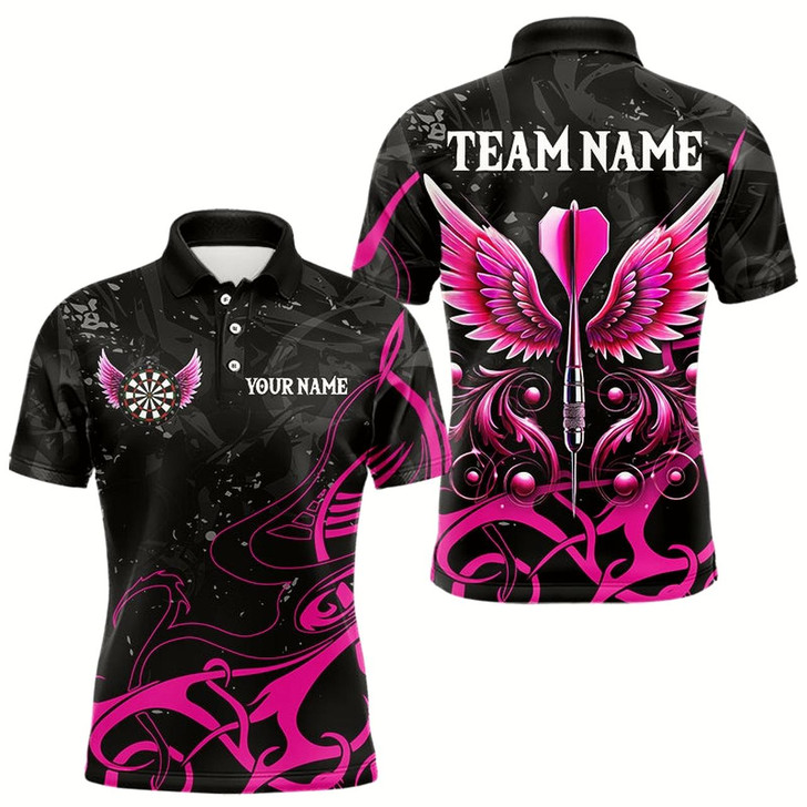 Goofygearprints Personalized Pink Black Darts Arrow Wings Dart Shirts For Men Custom Dart Jerseys Team Outfit Style 1