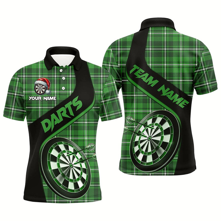 Goofygearprints Personalized Green Plaid Pattern Christmas Dart Shirts For Men Custom Dart Team Jerseys Dart Gift Style 2