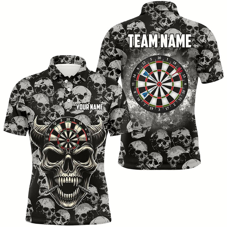 Goofygearprints Personalized Retro Skull Pattern Darts Shirts For Men Custom Funny Skull Darts Jerseys For Team