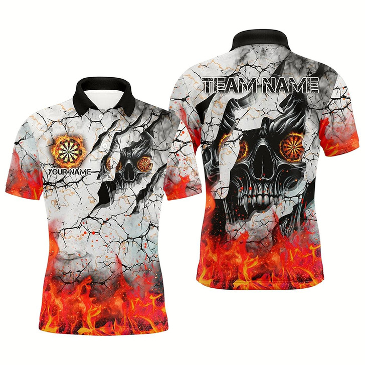 Goofygearprints Personalized Skull Crack Pattern Men Dart Shirts Custom Fire Flame Dart Jersey Team Uniform Style 1