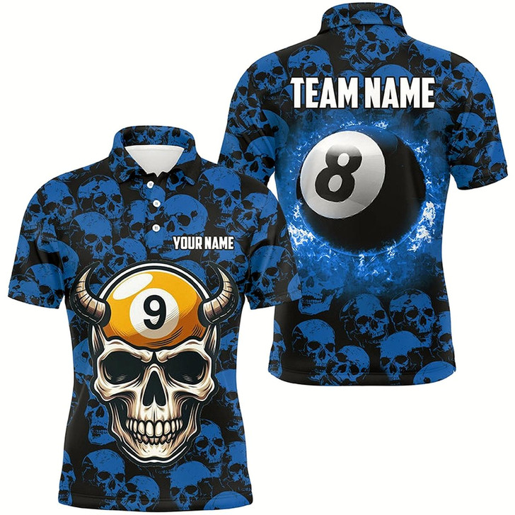 Goofygearprints Personalized Billiard Jersey 8 & 9 Ball Custom Funny Skull Pattern Billiard Shirts For Men Style 3