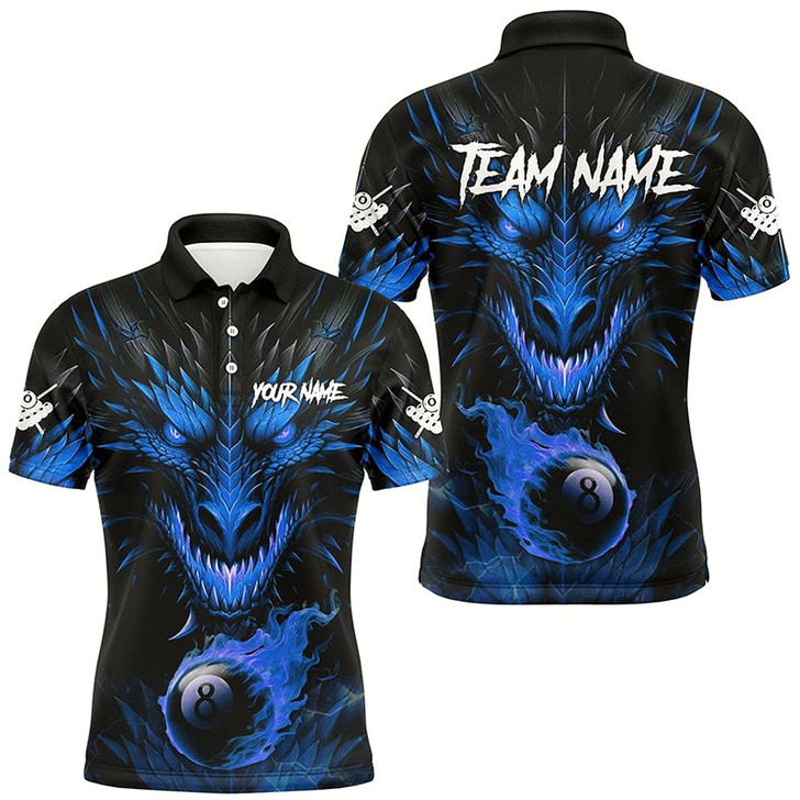 Goofygearprints Personalized Dragon 8 Ball Fire Flame 3D Billiard Shirts For Men, Billiard League Team Jersey