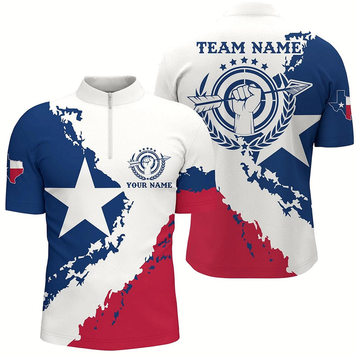 Goofygearprints Personalized Texas Archery Men Quarter-Zip Shirts Custom Texas Flag Shirts For Archer