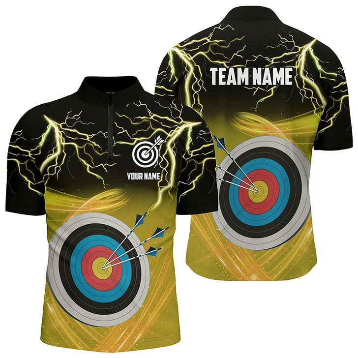 Goofygearprints Custom Archery 3D Target Thunder Lightning Men Quarter-Zip, Archery Team Shirts Style 3