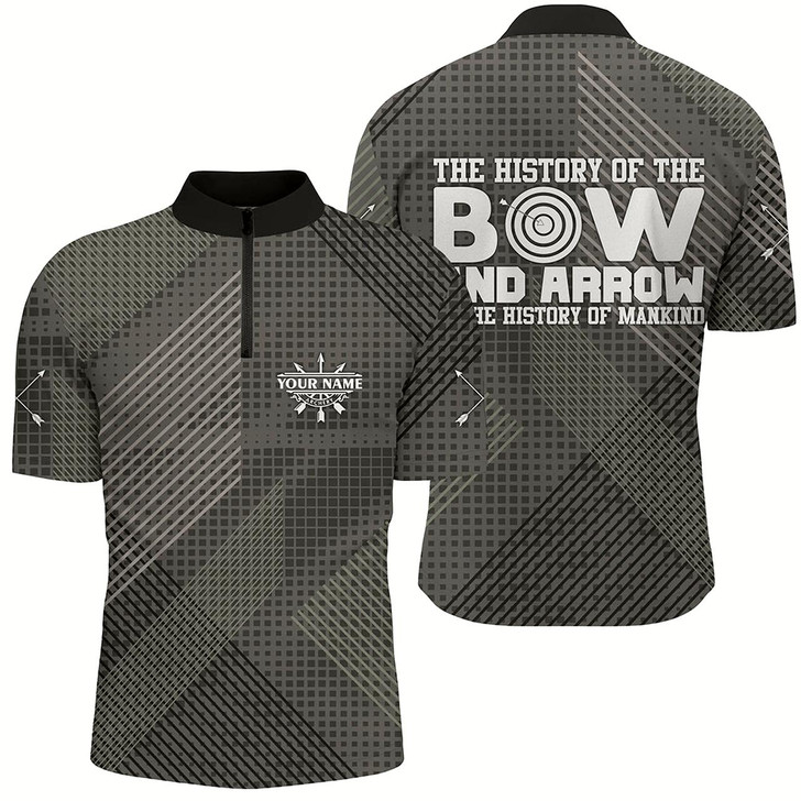 Goofygearprints Personalized History Of Bow And Arrow Archery Quarter-Zip Shirts For Men, Arrows Archery Jerseys