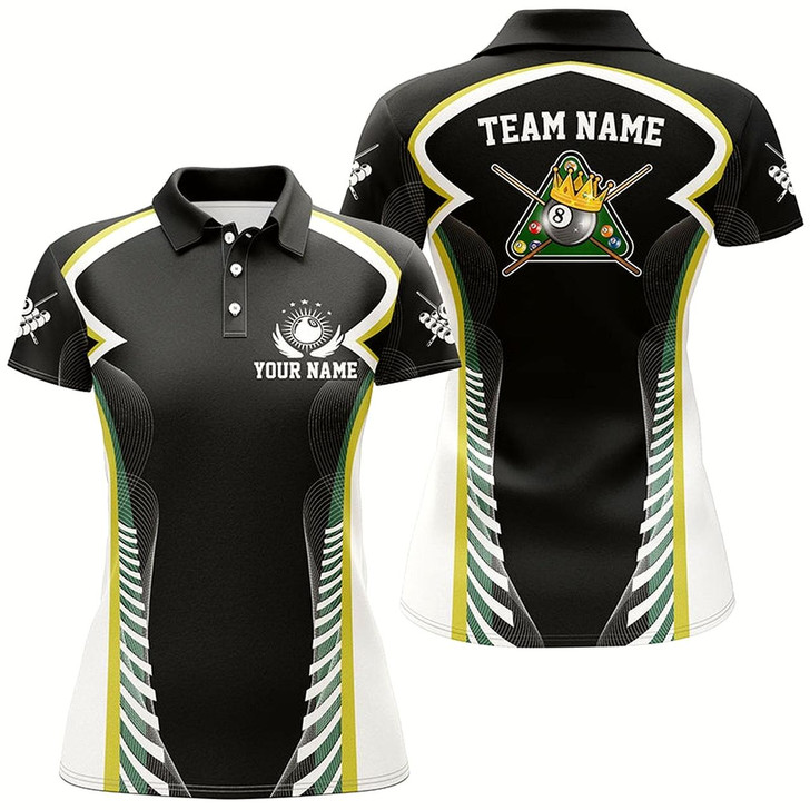 Goofygearprints Personalized Billiard 8 Ball Pool Polo Shirts For Women Custom Billiard Apparel Clothing For Player