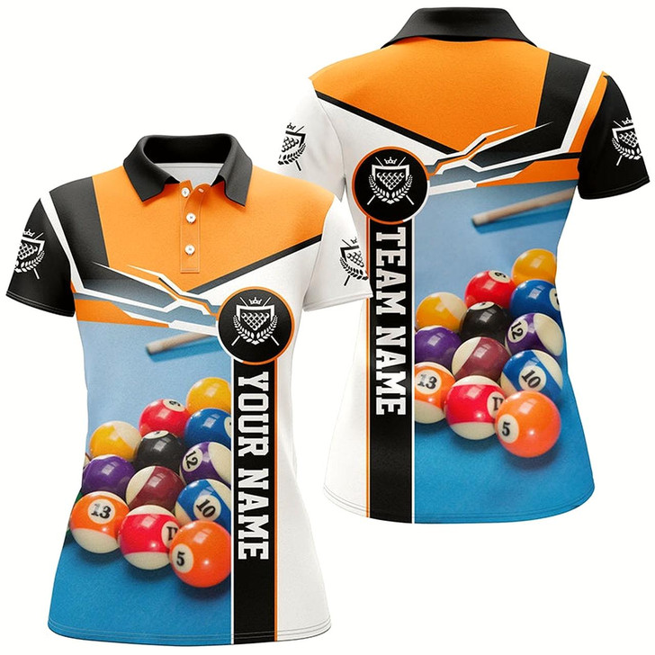 Goofygearprints Personalized Billiards Game 3D Printed Polo Shirts For Women, Best Custom Billiard Polo Shirts Style 2
