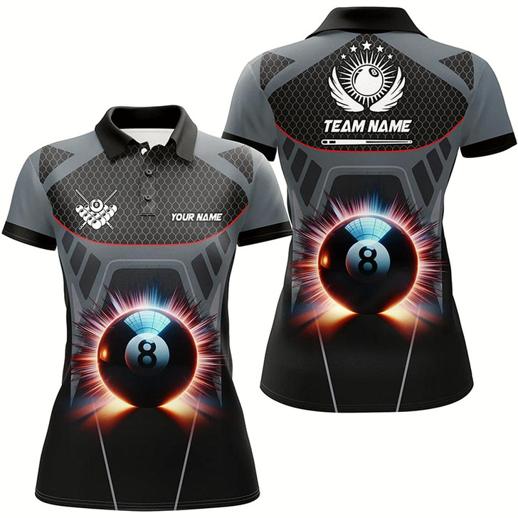 Goofygearprints Personalized Glowing 8 Ball Pool Billiard Women Polo Shirts Custom 3D Billiards Sport Jerseys