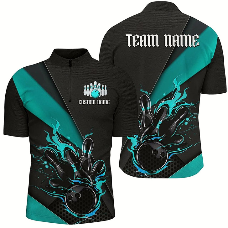 Goofygearprints Black And Blue Custom Name Bowling Tournament Jerseys For Men And Women, Bowling Team Shirts