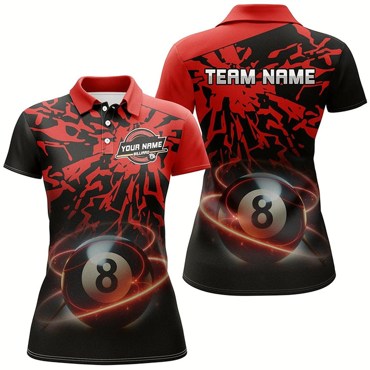 Goofygearprints Personalized Red Billiard Ball 8 Thunder Pool Shirts For Women Custom Billiard Jerseys Short Sleeve Style 3