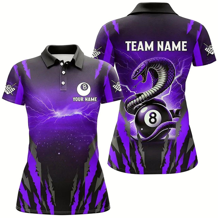Goofygearprints Personalized Thunder Lightning Cobra Snake Women Billiard Shirt, 8 Ball Billiard Team Jerseys Style 2